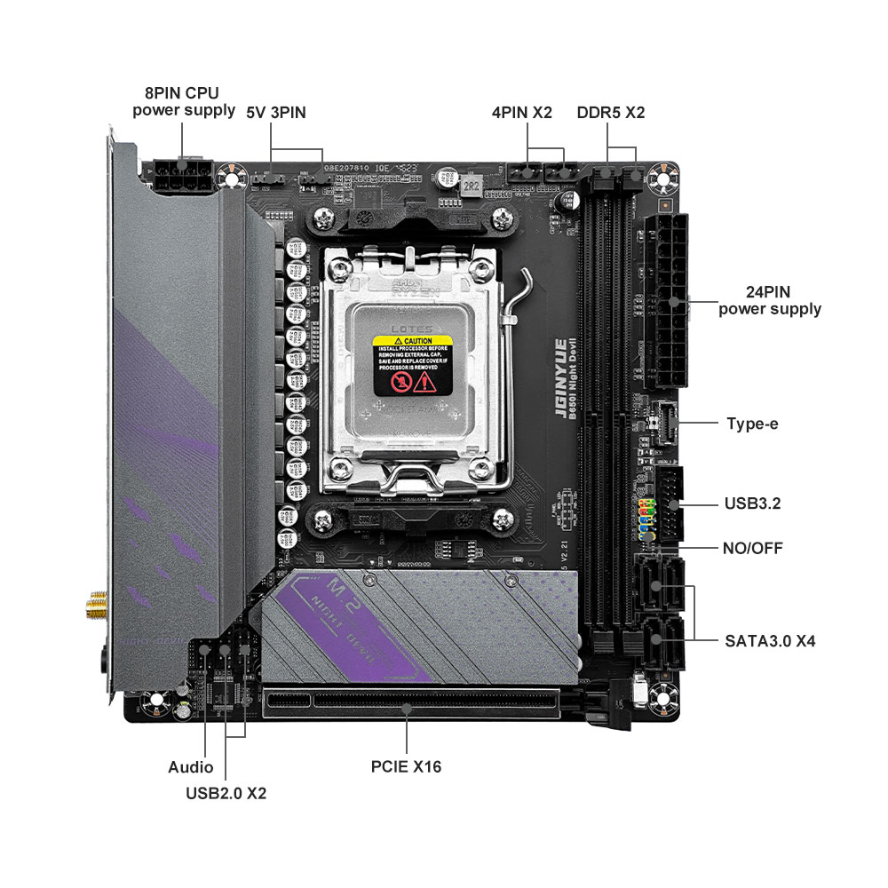 JGINYUE B650 ITXเมนบอร์ดDDR5 M - B650 Itx Motherboard Wifi บทวิจารณ์และราคา